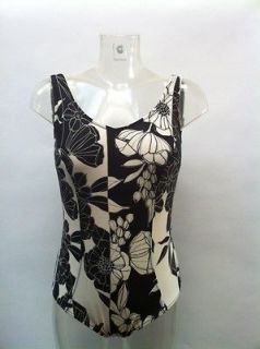 Black & Cream Floral Post Mastectomy Double Pocketed Swimsuit Size 38B