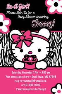 TEDDY Zebra Print Printable Baby Shower Party Invitation GIRL1st