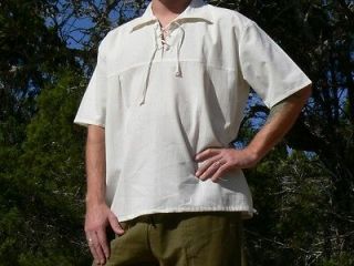 Large Cotton Renaissance Shirt Pirate Lace up Short Sleeved Costume