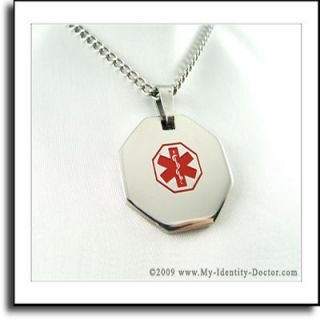 Diabetic Supplies Medical ID Alert Necklace   Engraved & ID CARD   P1