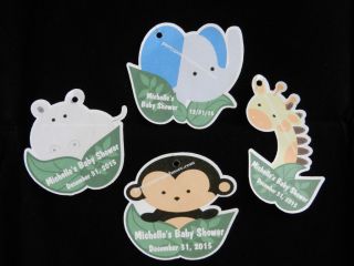 UNIQUE PERSONALIZED BABY SHOWER PARTY FAVOR GIFT TAGS JUNGLE ANIMAL