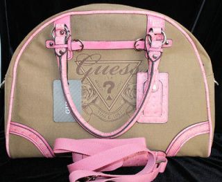 Guess NEW Avignon Carryon Tote Overnight Bag Retail $135 Khaki & Pink