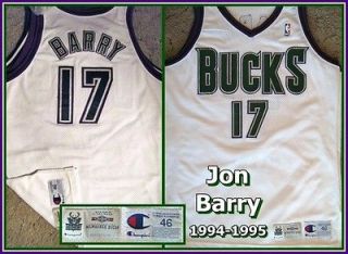 Jon Barry 1994 1995 Game Worn Champion White Milwaukee Bucks Jersey