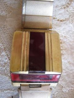 Rare Vintage Bulova Double Red Crystal Squares LED Watch Button