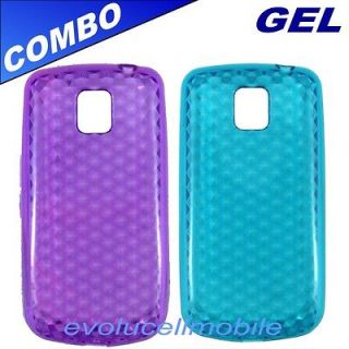 For LG Optimus One P500 Purple + Aqua Blue Gel cell phone cover case