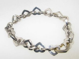 Vintage Sterling Silver .925 Smooth Nice Heart Ladies Link Bracelet 25