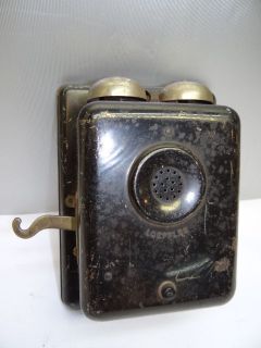 Vintage Used Old Black Metal Loeffler Telephone Box Ringer Crank Parts