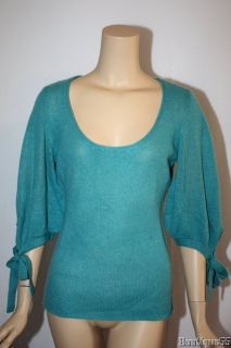 TABITHA Cashmere Bow Sleeves Scoop Neck Top Light Weight Sweater L