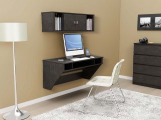 Wall Mounted Floating Computer Desk and Hutch w/ Storage NEW