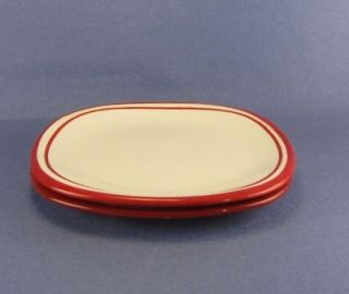 Dansk Hand Painted Circa Red China 2 Square Salad Plates