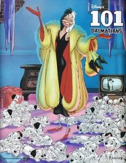 Vintage 101 Dalmations Pongo Puppies Cruella Movie Disney RARE Poster