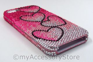 PINK HEARTS RHINESTONES DIAMOND CRYSTAL CELL PHONE BLING CASE COVER