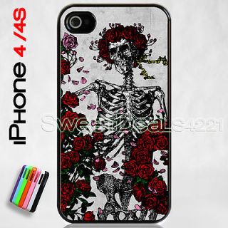 Custom Apple iPhone 4/4S vintage Skeleton Skull Roses Rose Case Cover