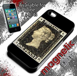 Black iPhone 4/4s cover case old stamp hobby pastime retro mobile