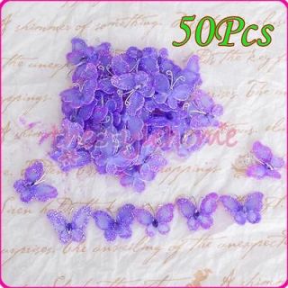 50pcs Purple Stocking Butterfly Birthday Wedding Card Decoration
