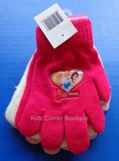 Disney Girls Princess AURORA CINDERELLA BELLE 3 Pair Gloves
