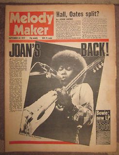 September 10 1977 Joan Armatrading on Cover David Bowie Hall & Oats