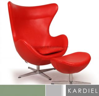 EGG CHAIR & OTTOMAN RED Premium Leather midcentury modern furniture