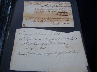 18th Century Documents   Receipt Marblehead, MA. Samuel Drinkwater