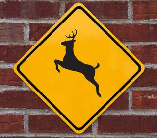 CAUTION Deer Animal Crossing 15 1/2 x 15 1/2 Aluminum Sign (w/ or w