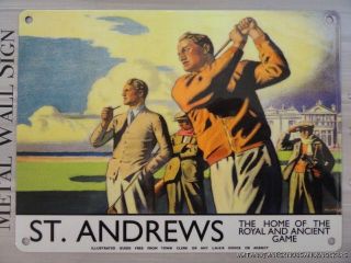 ART DECO STYLE ST. ANDREWS GOLF POSTER METAL WALL SIGN HOME OF THE