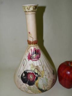 Robert Hanke RH Austria Black Poppies Vase Hand Painted