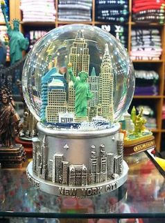 100 mm Musical New York City Snow Globe, Metal Base, Large Size