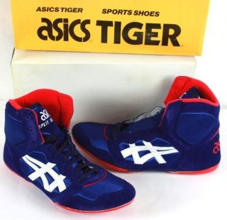 Vintage ASICS TIGER Split Second II Mens Wrestling Shoes Olympic Blue