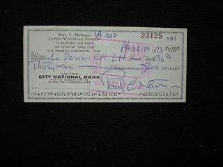 SIGNED AUTOGRAPH CHECK PAUL NEWMAN BUTCH CASSIDY THE STING CAT ON HOT
