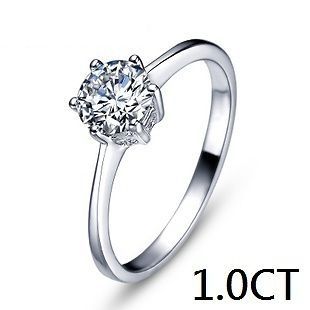 A201933 Man Made Diamond 1CT Engagement Ring White Gold GP, Size