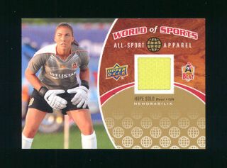 UD WORLD OF SPORTS HOPE SOLO GAME USED MEMORABILIA JERSEY USA SOCCER