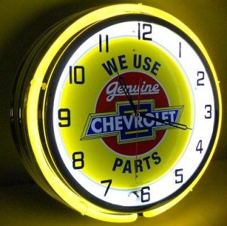 Double Neon Clock Parts Dealer Garage Bowtie Emblem Truck Car Lot Sign