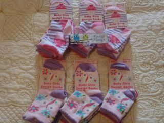 BABY GIRLS DESIGN SOCKS BUTTERFLY AND CUP CAKES PACKS   0 0, 0 2 1/2