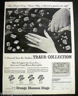 1958 Image of Girls Hand Wearing an Orange Blossom Ring 50s Print Ad
