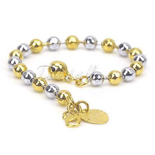Kids Baby Yellow Silver Ball Chain GF Jewelry 18K Gold Filled Heart