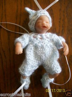 Blue Outfit Doll Clothes for ooak hand sculpted baby BOY 4 5 3 pc