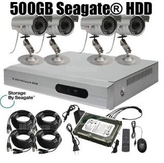 264 CCTV DVR Standalone Security Surveillance Color Cameras Kit+500G