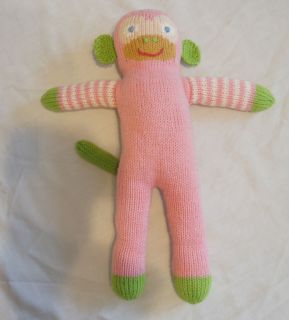12” Bla Bla Small 100% Cotton Soft Stuffed Yarn Knit Pink Green
