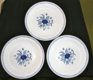 SET OF 3 ADAMS BALTIC ENGLAND CHINA WHITE BLUE FLORAL FLOWERS SALAD