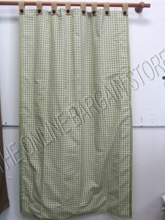 Ballard Designs Burlap Check Gingham Drapes Panels Curtains Green