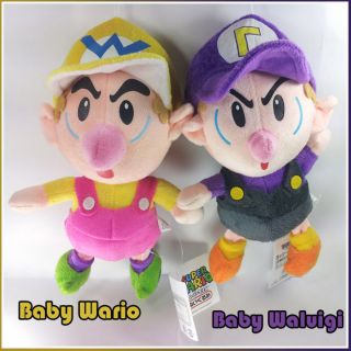 2X Nintendo Super Mario Bros Plush Baby Wario & Waluigi Soft Toy