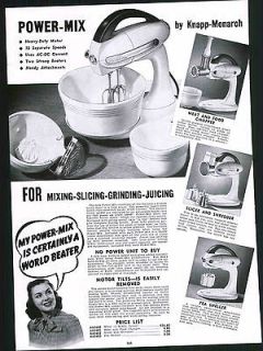 1942 AD Knapp Monarch Power Mix Food Mixer Show Attachments