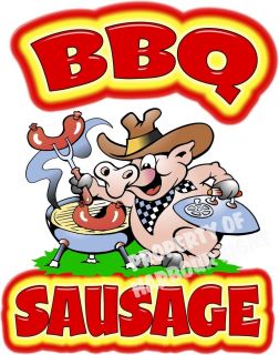 BBQ Sausage Decal 14 BARBQUE Barbeque Hot Dogs Restaurant Concession