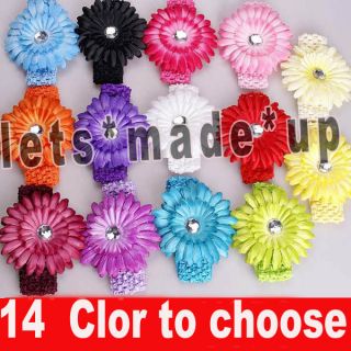 14 color★ baby boy girl crochet headbands lots hair bows + Flow