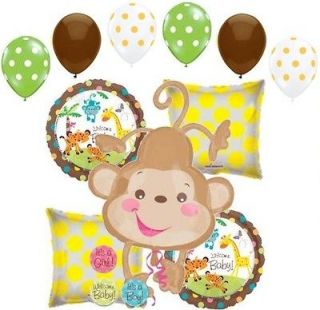 11pc Welcome Baby Monkey Balloon Bouquet Decoration FisherPrice Boy