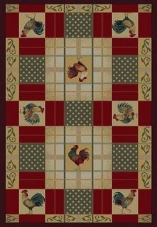ROOSTER chicken hen LODGE carpet 2x3 COUNTRY area RUG  Actual 1 10
