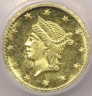 1853 Round Liberty 25C California Gold   BG 222   NGC MS64   Rare