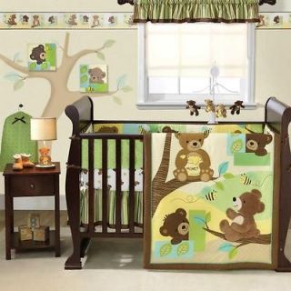 Brown Neutral Bear Nursery Animal 4pc Baby Crib Bedding Set (Boy/Girl