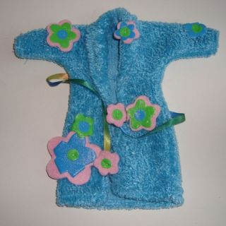 Big Fluffy Aqua Blue Flower Bathrobe Robe Barbie Doll Clothing