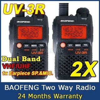 2xBAOFENG Two Way Radio UV3R FM Transceiver Dual Band VHF/UHF